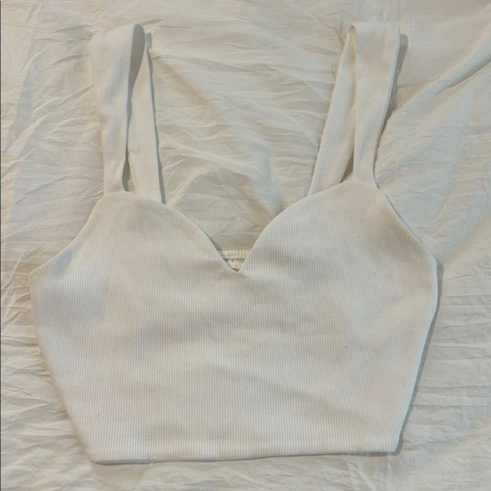 Zara White Sleeveless Crop Bustier Top